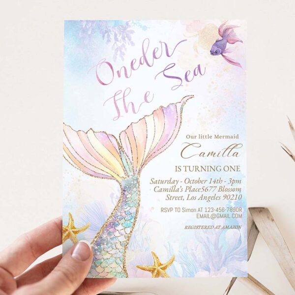 oneder the sea birthday invitation