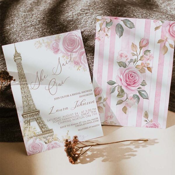 Paris Themed Bridal Shower Invitation