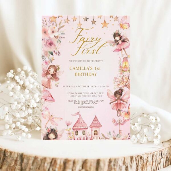 Fairy First Birthday Invitation