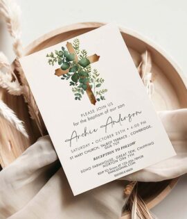 Greenery Baptism Invitation